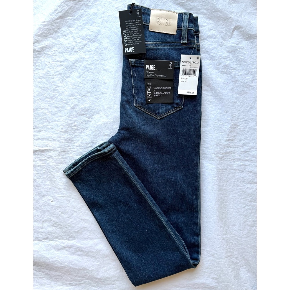 PAIGE NWT GEMMA HIGH RISE CIGARETTE LEG STRETCH SKETCHBOOK JEAN. SIZE 25 - Picture 6 of 14